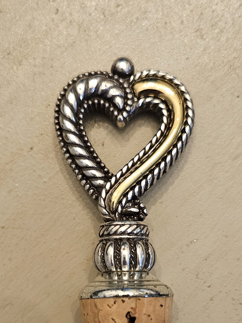 Brighton Silver and Gold Heart Cork Stopper